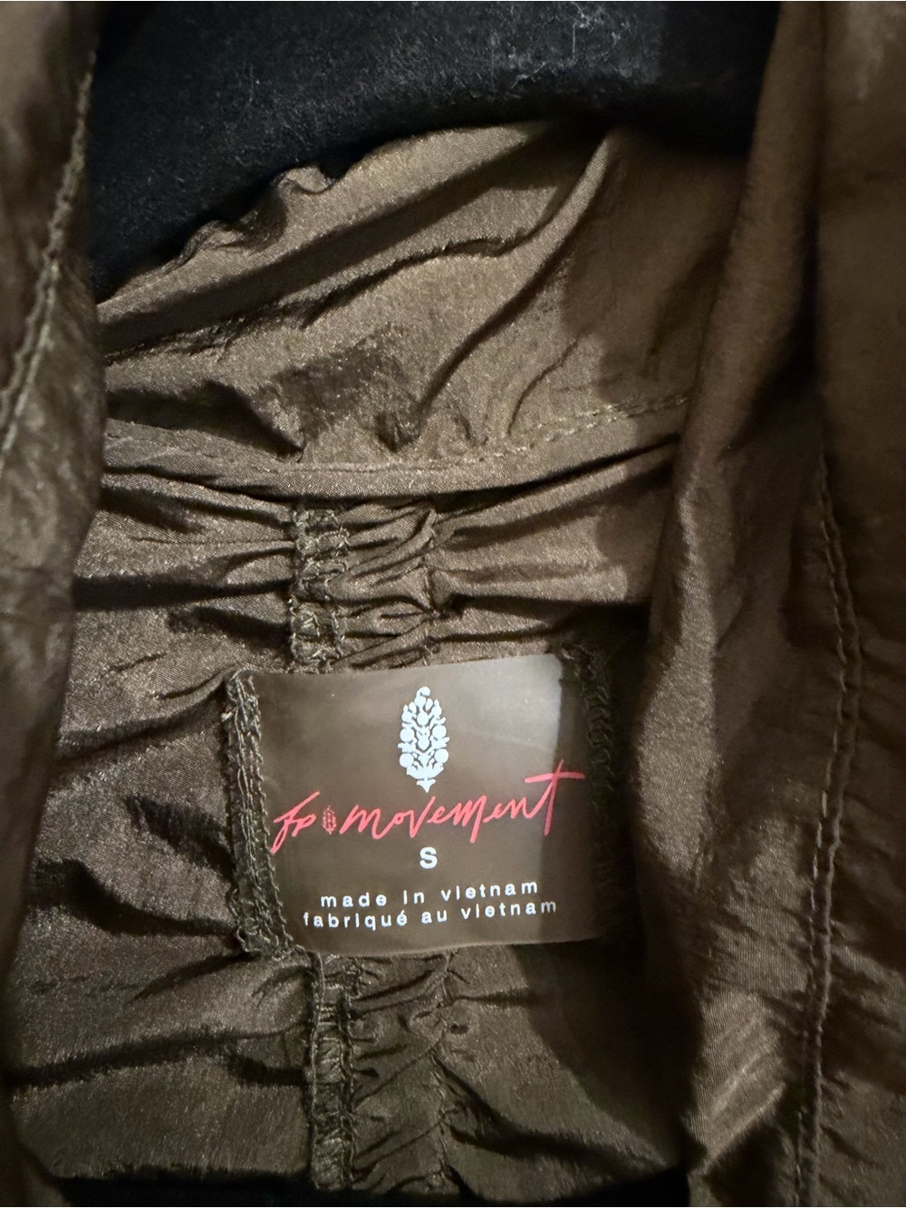 Free people movement way home packable jacket dark olive green color. Size small - Picture 3 of 5